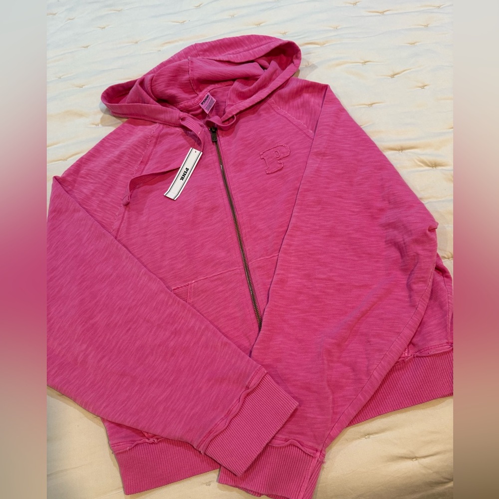 PINK Victoria's Secret Fuchsia Zip-Up Hoodie NWT Size L